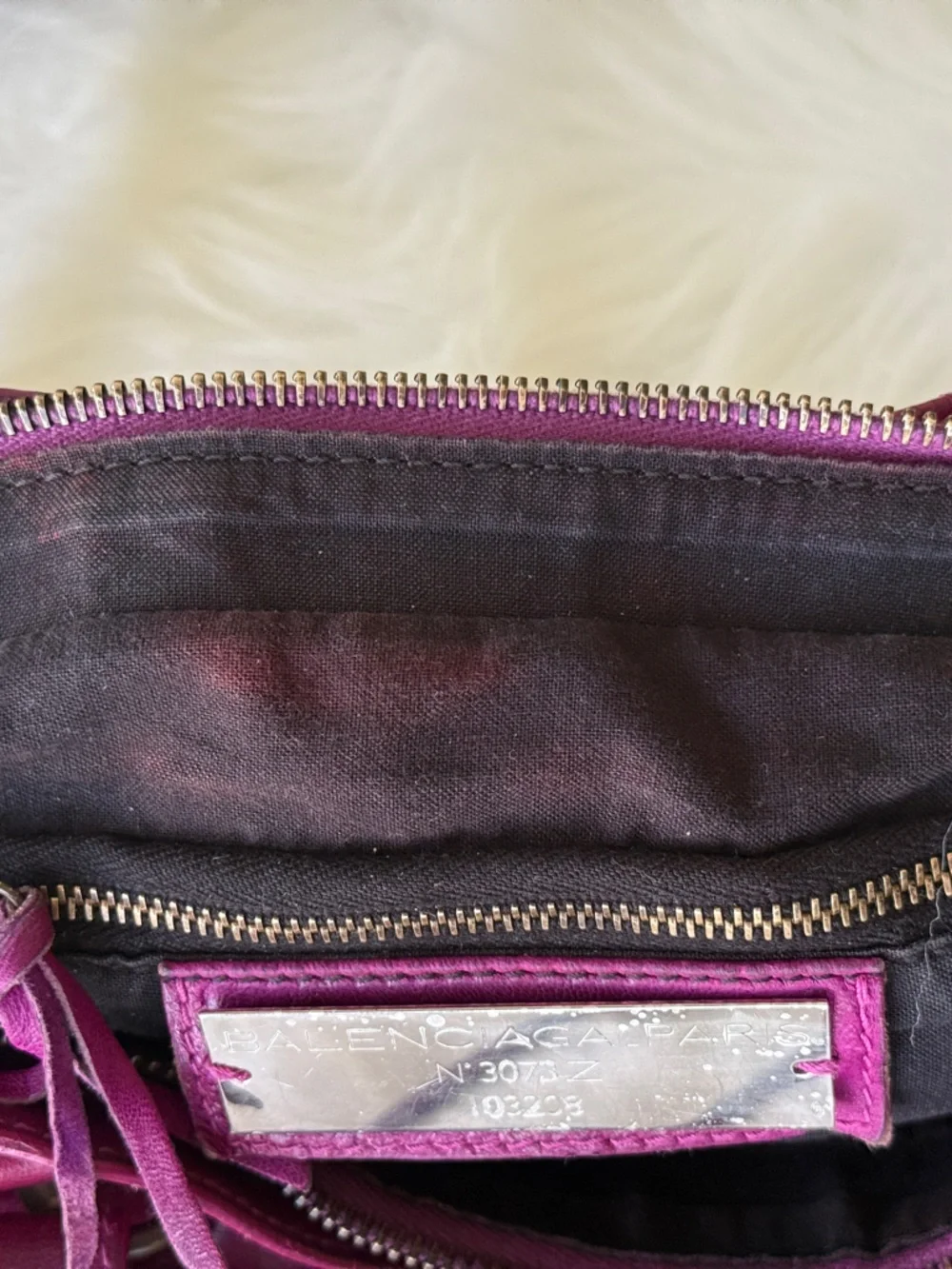 BALENCIAGA CITY BAG FIRST BAG 2005 CHÈVRE LEATHER PURPLE VINTAGE W/MIRROR - Picture 14 of 16